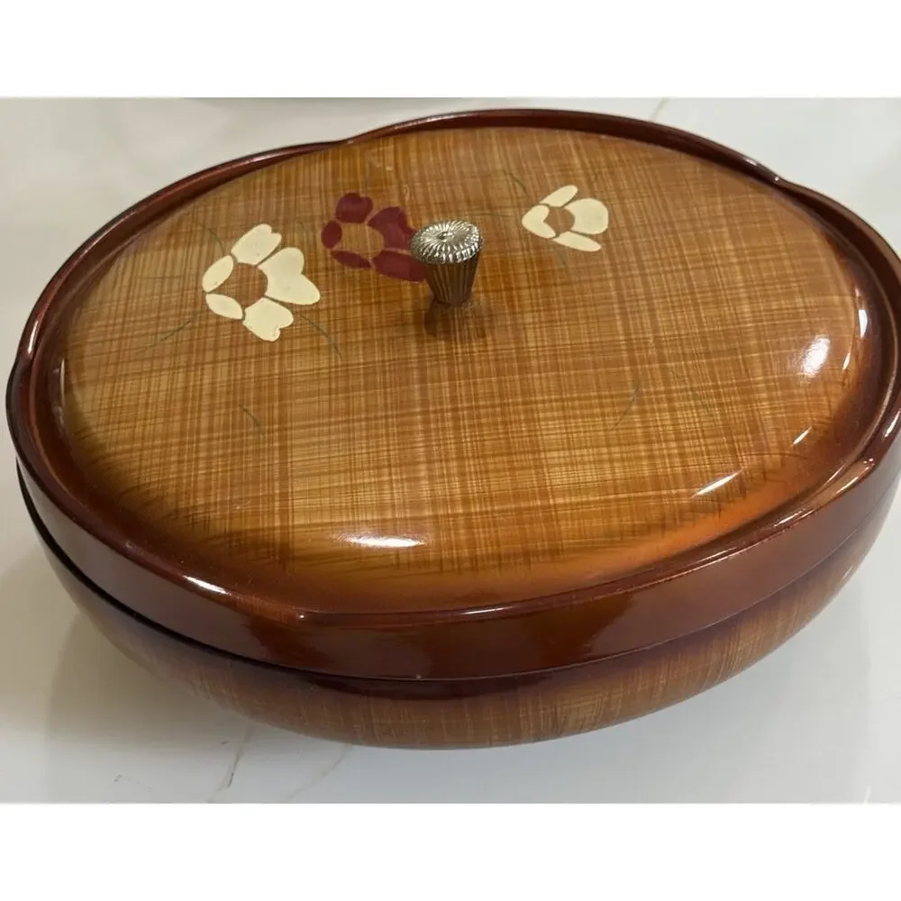 Vintage Japanese Floral Lacquer Ware 3 Piece 11